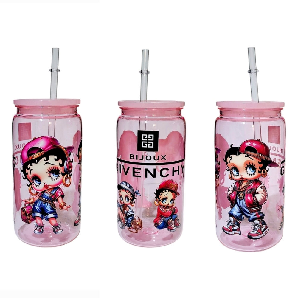 Betty Boop Fashion Acrylic Plastic Tumbler Cup 16oz Pink